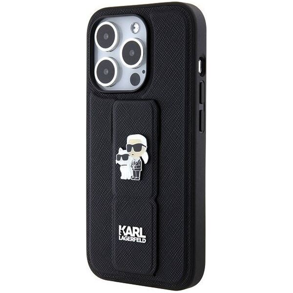 Karl Lagerfeld Karl Lagerfeld KLHCP15XGSAKCPK iPhone 15 Pro Max 6.7" czarny/black hardcase Gripstand Saffiano Karl&Choupette Pins