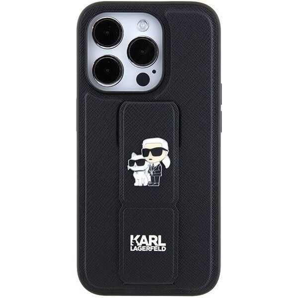 Karl Lagerfeld Karl Lagerfeld KLHCP15XGSAKCPK iPhone 15 Pro Max 6.7" czarny/black hardcase Gripstand Saffiano Karl&Choupette Pins