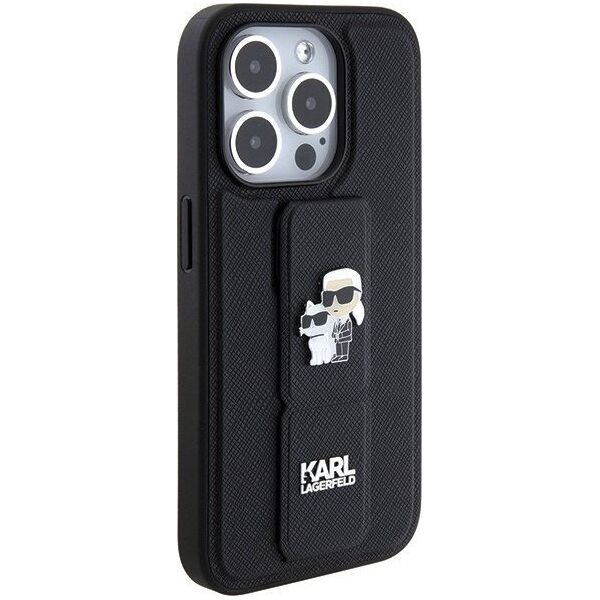 Karl Lagerfeld Karl Lagerfeld KLHCP15XGSAKCPK iPhone 15 Pro Max 6.7" czarny/black hardcase Gripstand Saffiano Karl&Choupette Pins