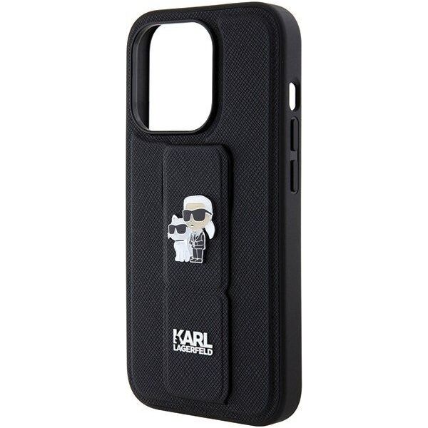 Karl Lagerfeld Karl Lagerfeld KLHCP15XGSAKCPK iPhone 15 Pro Max 6.7" czarny/black hardcase Gripstand Saffiano Karl&Choupette Pins