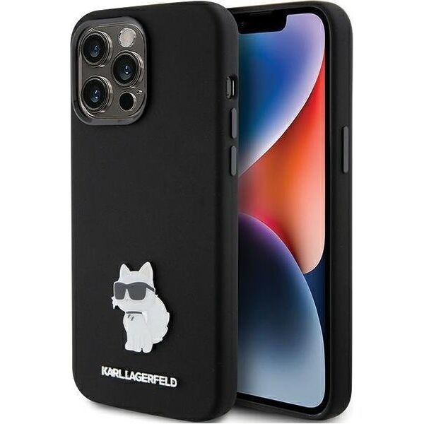 Karl Lagerfeld Karl Lagerfeld KLHCP15XSMHCNPK iPhone 15 Pro Max 6.7" czarny/black Silicone Choupette Metal Pin