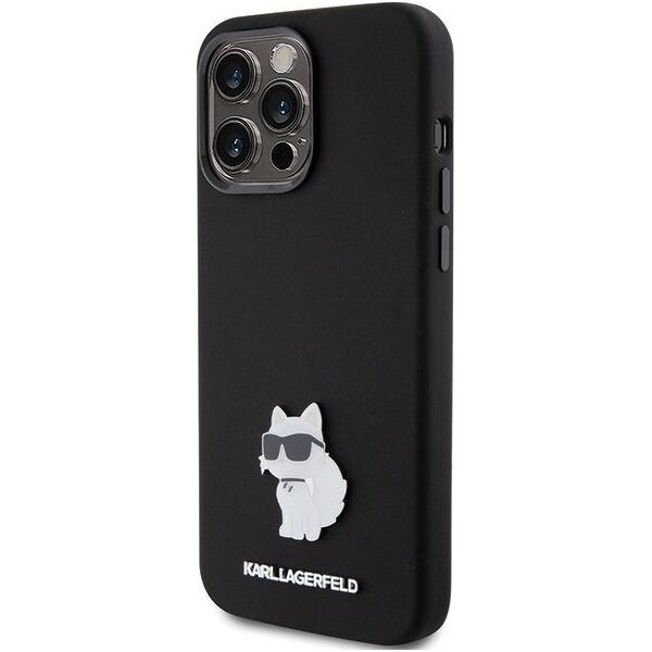 Karl Lagerfeld Karl Lagerfeld KLHCP15XSMHCNPK iPhone 15 Pro Max 6.7" czarny/black Silicone Choupette Metal Pin