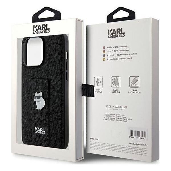 Karl Lagerfeld Karl Lagerfeld KLHCP13LGSACHPK iPhone 13 Pro / 13 6.1" czarny/black hardcase Gripstand Saffiano Choupette Pins