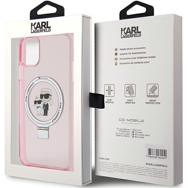Karl Lagerfeld Karl Lagerfeld KLHMN61HMRSKCP iPhone 11 / Xr 6.1" różowy/pink hardcase Ring Stand Karl&Choupettte MagSafe