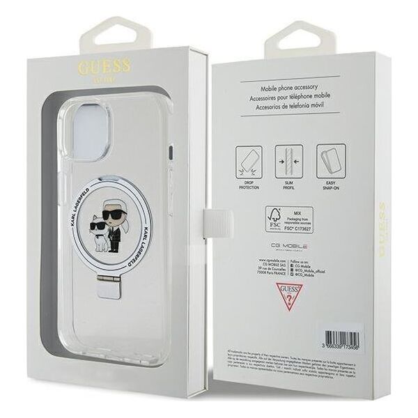 Karl Lagerfeld Karl Lagerfeld KLHMP14SHMRSKCH iPhone 14 / 15 / 13 6.1" biały/white hardcase Ring Stand Karl&Choupettte MagSafe