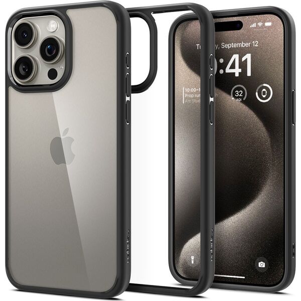 Spigen Spigen Crystal Hybrid, matte black - iPhone 15 Pro Max