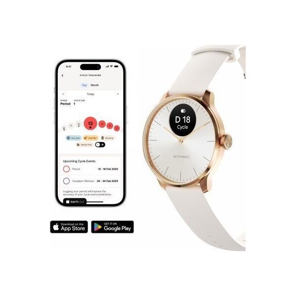 Zegarek Withings Withings ScanWatch Light, rose gold white
