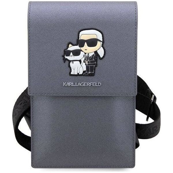 Karl Lagerfeld Torebka Karl Lagerfeld Saffiano Karl & Choupette Head (Klwbsakcpmg) Srebrne