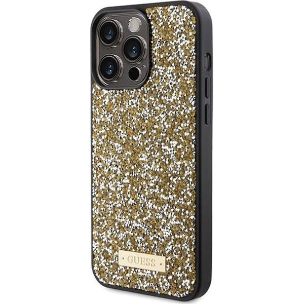 Guess Guess GUHCP15LPFGSBSD iPhone 15 Pro 6.1" żółty/yellow hardcase Rhinestone Metal Logo