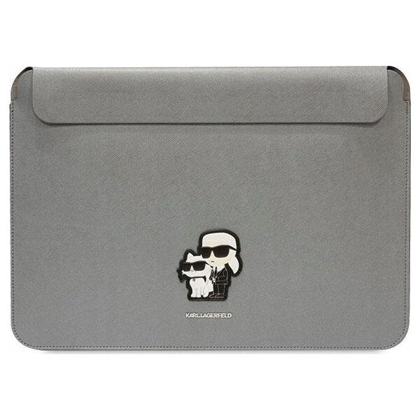 Karl Lagerfeld Karl Lagerfeld Sleeve KLCS16SAKCPMG 16" srebrny/silver Saffiano Karl&Choupette