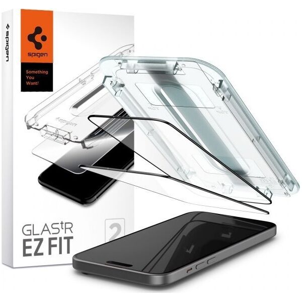 Spigen Spigen Glass tR EZ Fit 2 Pack, FC Black - iPhone 15 Plus