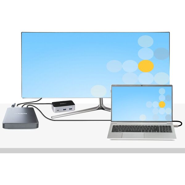 Kieszeń StarTech StarTech.com 4 Bay Thunderbolt 3 NVMe Enclosure, For M.2 NVMe SSD Drives, 1x DisplayPort Video/ 2x TB3 Downstream Ports, 40Gbps, 72W Power Supply, External Hard Drive Enclosure, SSD enclosure, M.2, M.2, 40 Gbit/s, USB connectivity, Black