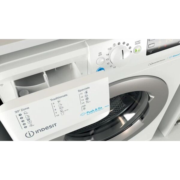 Pralka Indesit INDESIT | BWSE 71295X WSV EU | Washing machine | Energy efficiency class B | Front loading | Washing capacity 7 kg | 1200 RPM | Depth 43.5 cm | Width 59.5 cm | Display | Large digit | White