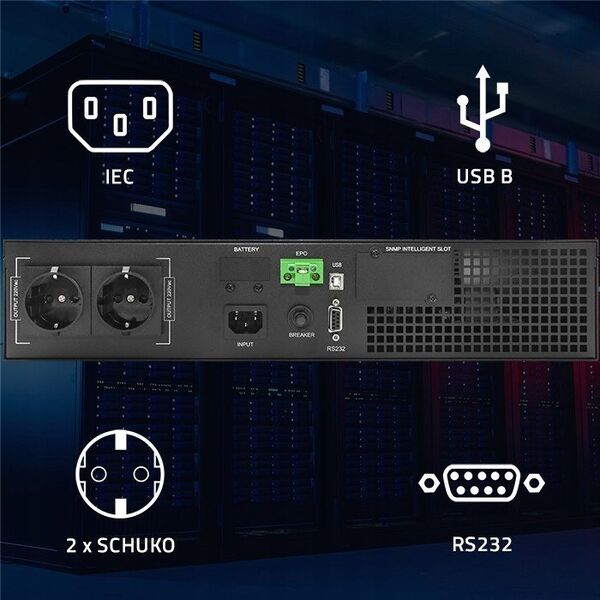 Dysan Zasilacz awaryjny UPS Qoltec do RACK | 1kVA | 1000W | Power Factor 1.0 | LCD | On-line