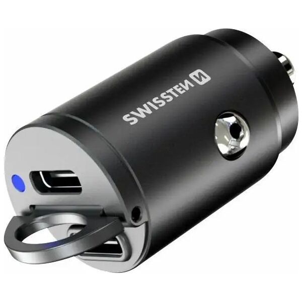 Navman Adapter CL SWISSTEN 2x USB-C (PD) 30W, nano, metal černá