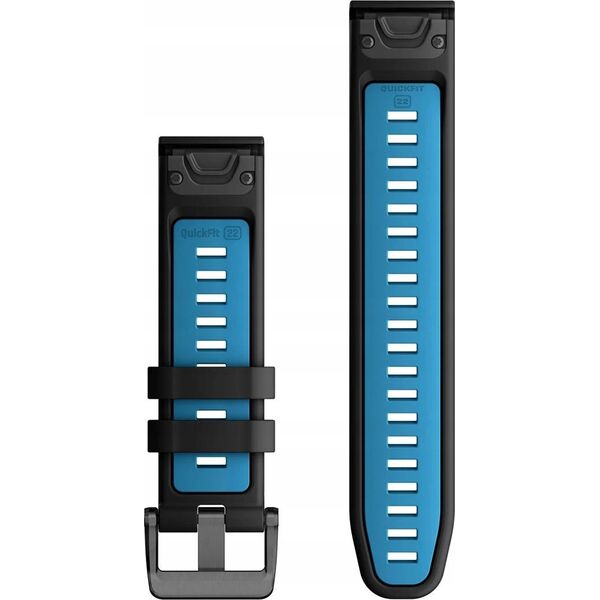 Garmin Pasek silikonowy na nadgarstek QuickFit 22 (czarny / błękitny / czarna sprzączka)