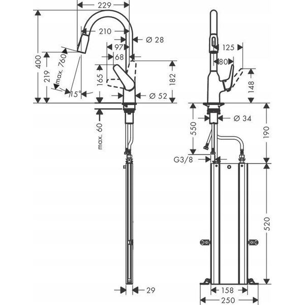 Bateria kuchenna Hansgrohe Kitchen faucet with pull-out hose Hansgrohe Focus M42, 71820000
