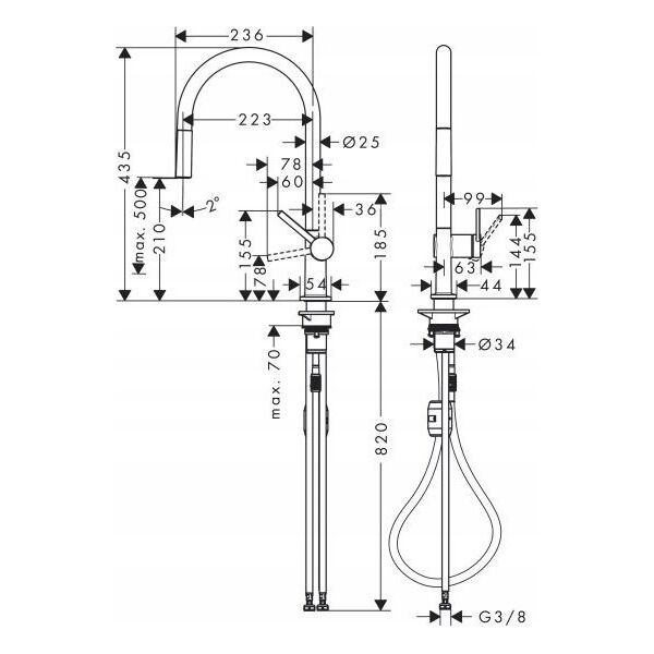 Bateria kuchenna Hansgrohe Kitchen faucet with pull-out hose Hansgrohe Talis M54 72802000