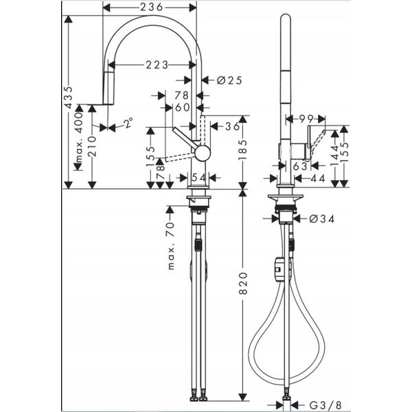 Bateria kuchenna Hansgrohe Kitchen faucet with pull-out hose Hansgrohe Talis M54 72802670