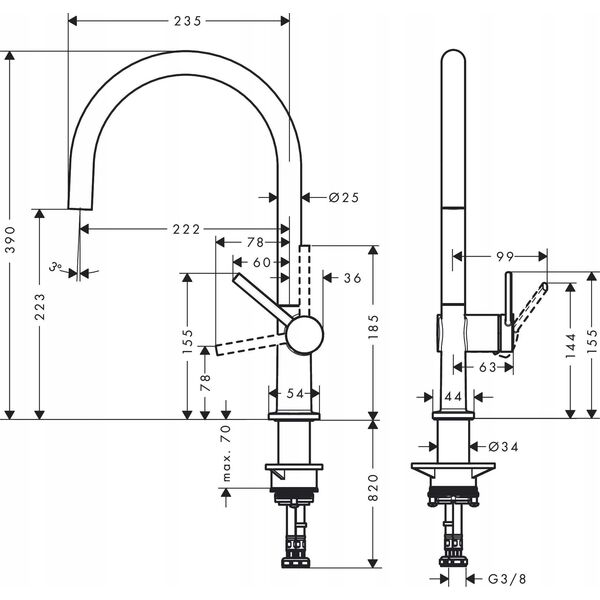 Bateria umywalkowa Hansgrohe Sink faucet Hansgrohe Talis M54, 72804800, stainless steel. steel