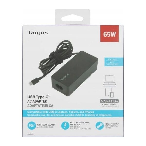 Zasilacz do laptopa Targus Zasilacz 65W USB Type-C Charger Black