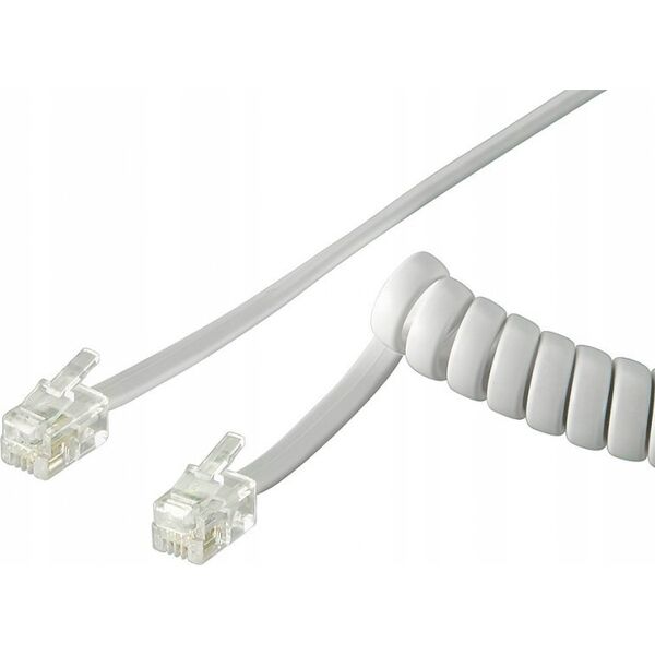 PremiumCord PremiumCord Kabel telefonní sluchátkový kroucený 4 žíly 4m - bílý