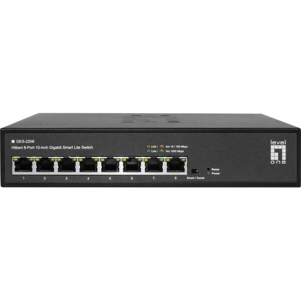 Switch LevelOne LevelOne GES-2208 łącza sieciowe Zarządzany L2 Gigabit Ethernet (10/100/1000) Czarny