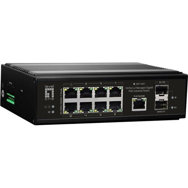 Switch LevelOne LevelOne IGP-1061 łącza sieciowe Zarządzany L2 Gigabit Ethernet (10/100/1000) Obsługa PoE Czarny