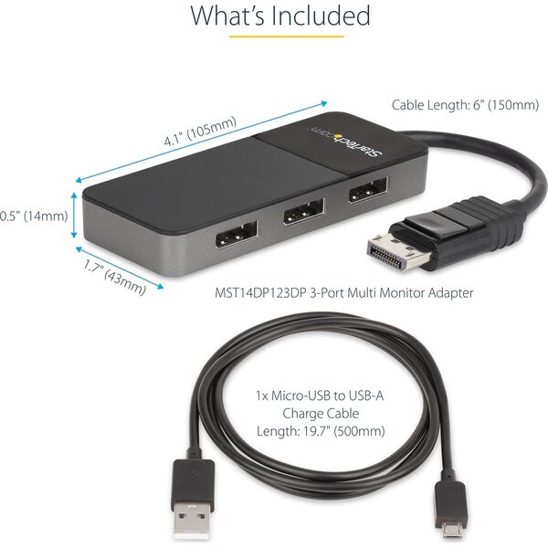 Adapter USB StarTech Adap StarTech 3 Port DP MST Hub - 3 x 4K - DP 1.4