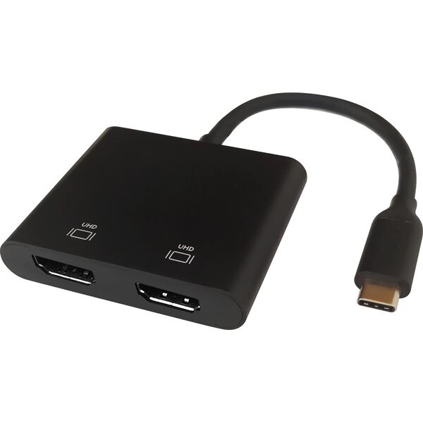 Kabel Deltaco USB-C MST jungčių stotelė DELTACO 2x 4K/60Hz, HDMI x 2, juodas, 0,1m / USBC-2HDMI