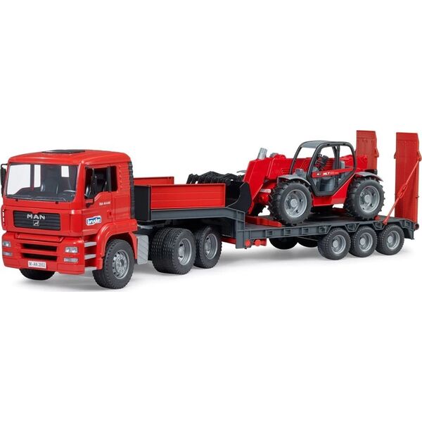 Bruder Man TGA z naczepą niskopodłogową i ładowarką teleskopową Manitou (MLT 633 02774)