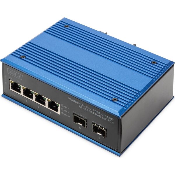 Switch Digitus DIGITUS Switch 4+2-Port Gigabit Ethernet PoE SC 20 km
