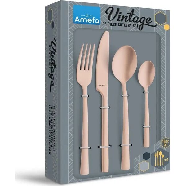 Amefa Manille 9035 - 16-pc set in vintage box - copper-stonewash