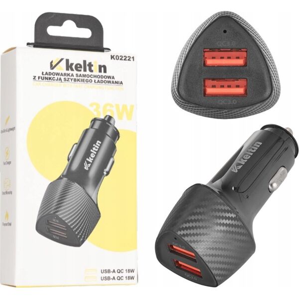 Ładowarka KELTIN Ładowarka samochodowa z funkcją szybkiego ładowania QC3.0 36W 7,2A (100)