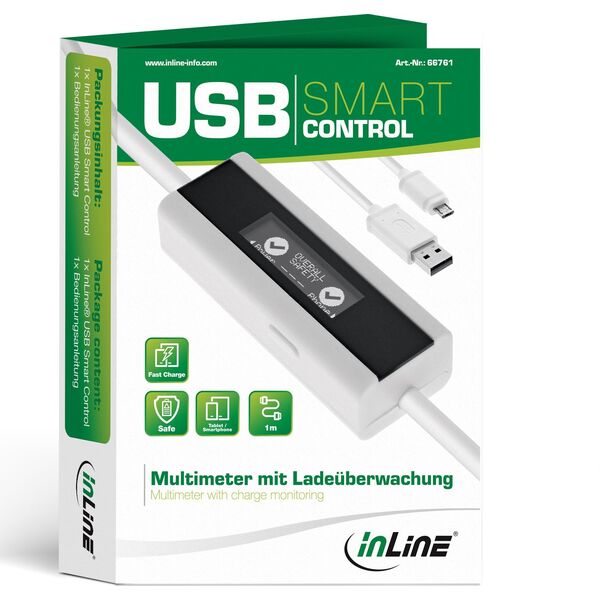 Kabel USB InLine InLine® USB Smart Control, Multimeter, charge monitoring, USB A to Micro-B cable with display, 1m