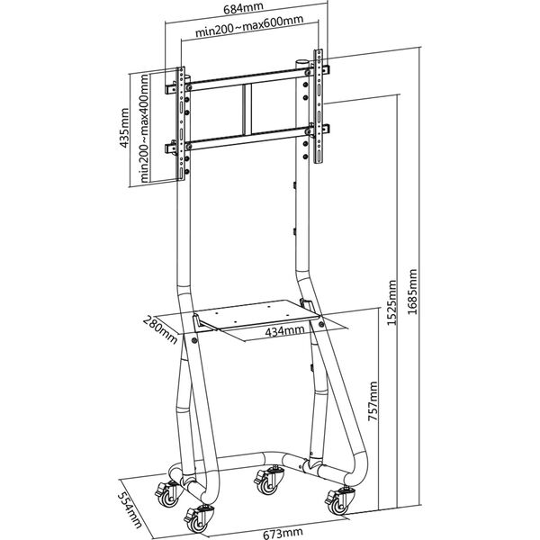 InLine InLine® TV Cart, for LED-TV 37"-80" (94-203cm), max. 80kg