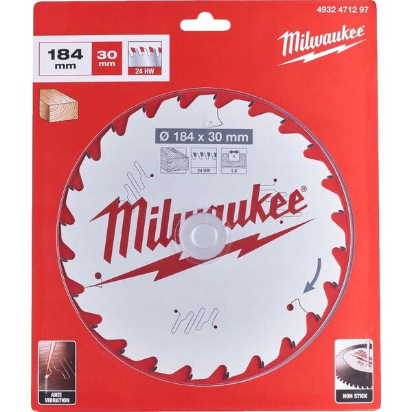 Milwaukee Cutting disc 184x30x1.6mm, 24 teeth. Milwaukee