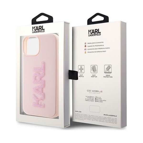 Karl Lagerfeld Karl Lagerfeld Klhcp15M3Dmbkcp Iphone 15 Plus / 14 Plus 6.7" Różowy/Pink Hardcase 3D Rubber Glitter Logo