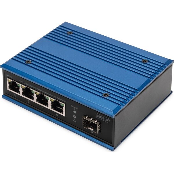 Switch Digitus Digitus 4-portowy przełącznik sieciowy Gigabit Ethernet PoE, przemysłowy, niezarządzany, 1 łącze SFP