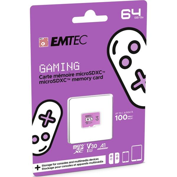Karta Emtec Gaming MicroSDXC 64 GB Class 10 UHS-I/U3 A1 V30 (ECMSDM64GXCU3G)