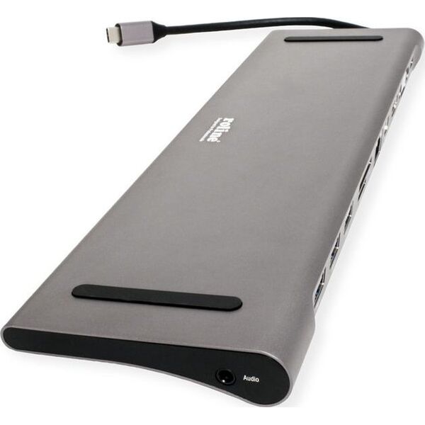 Stacja dokująca Roline Wieloportowa stacja dokująca ROLINE USB 3.2 Gen 2 typu C, 4K HDMI/Mini DP, VGA, USB, Kaartlezer, PD, LAN, Audio