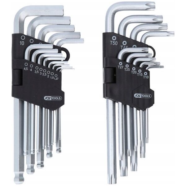 Intel L-raktų šešiakampių ir Torx komplektas, 22 vnt., KS Tools