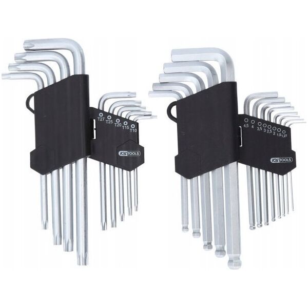 Intel L-raktų šešiakampių ir Torx komplektas, 22 vnt., KS Tools