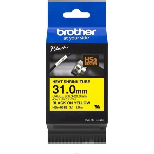 Brother BROTHER B-ON-W HEAT SHRINK TUBE 31MM Geltonas