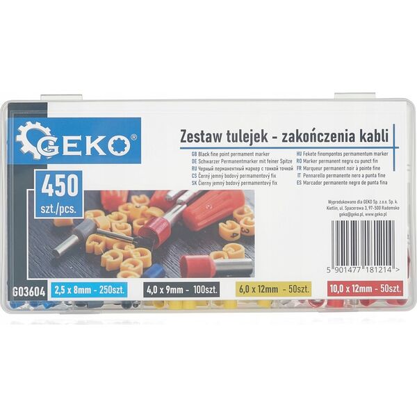 Geko Zestaw tulejek - zakończenia kabli 450szt. (100)