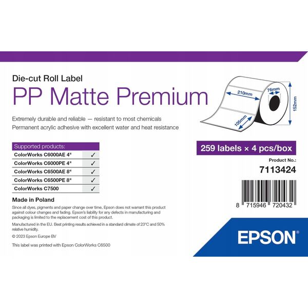 Epson Epson 7113424 etykiet do nadruku Biały Samoprzylepne etykiety do drukowania