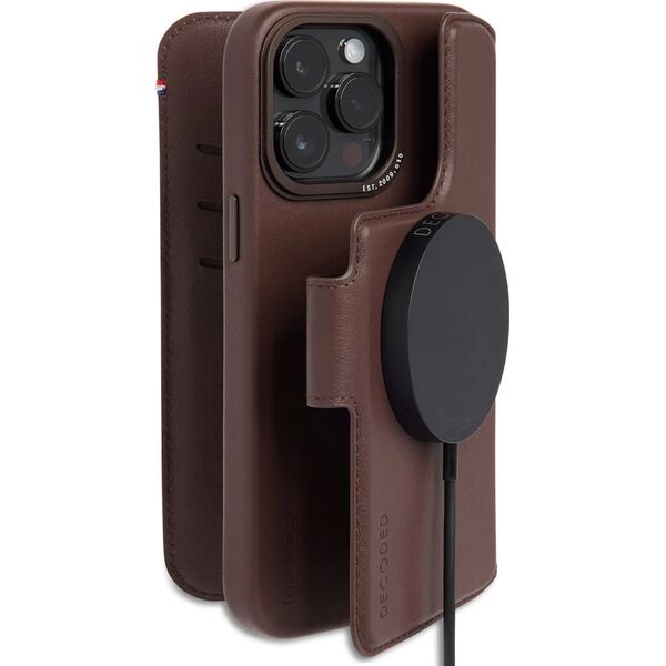 Decoded Decoded Leather MagSafe Modu Wallet iP 14 Pro Chocolate Brown