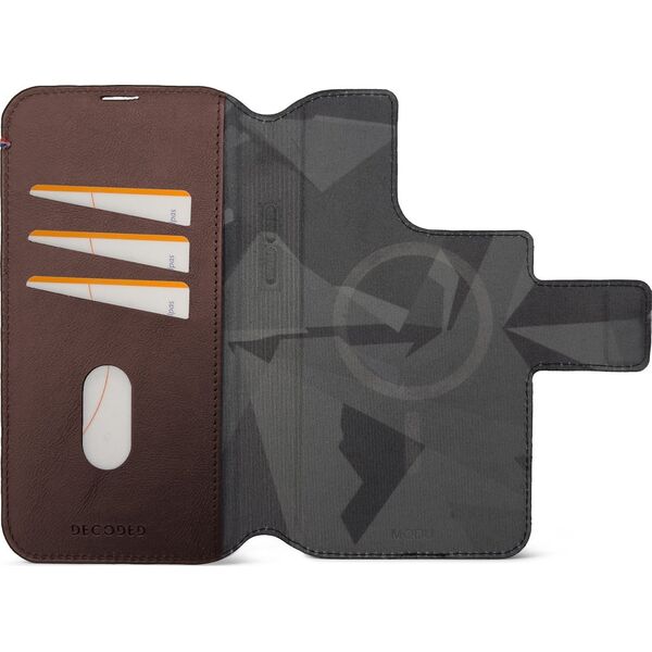 Decoded Decoded Leather MagSafe Modu Wallet iP 14 Pro Chocolate Brown