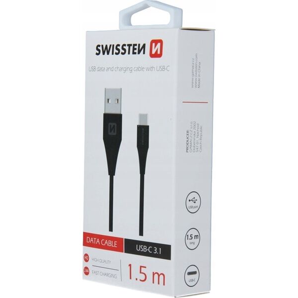 Kabel USB Swissten USB-A - USB-C 1.5 m Czarny (71504401)