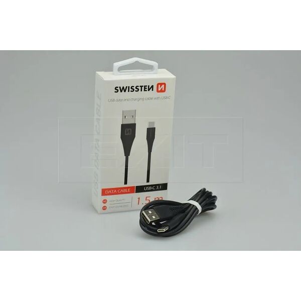 Kabel USB Swissten USB-A - USB-C 1.5 m Czarny (71504401)